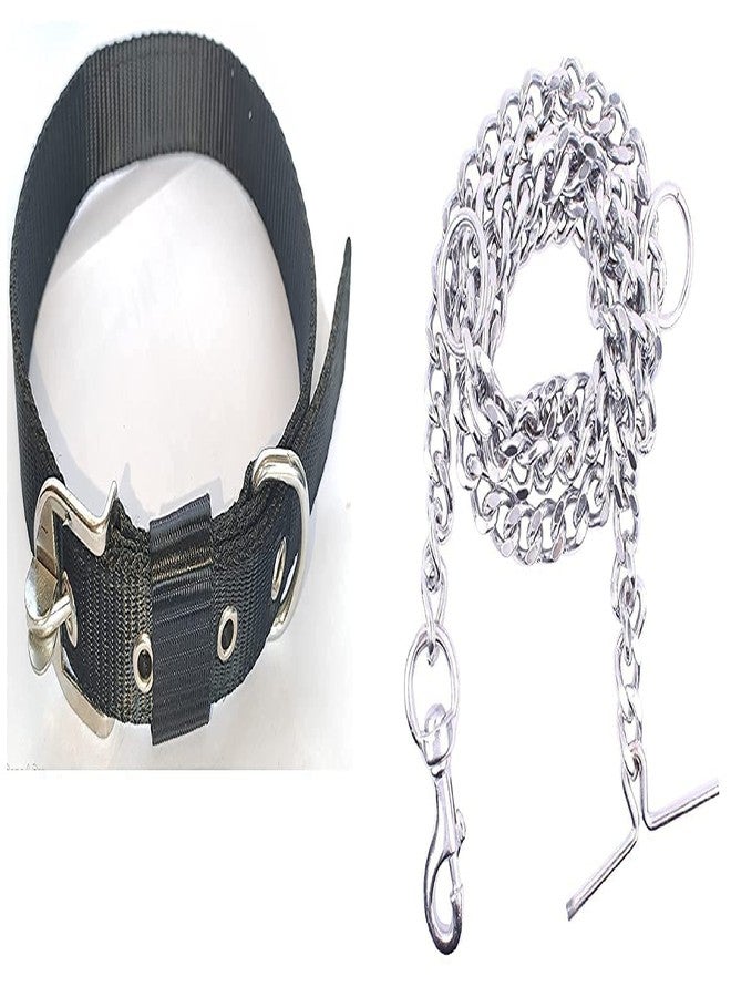 KsPups Dog Belt Combo I of 1 inch Nylon Collar I with Heavy Dog Chain No-8/63 Inch Lengthy I Dog Collar Chain I (Black) Pack of-1 - Image 3